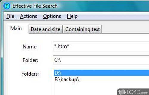 Screenshot of Effective File Search - Comes packed with many dedicated filters and a working environment for helping users search for different files