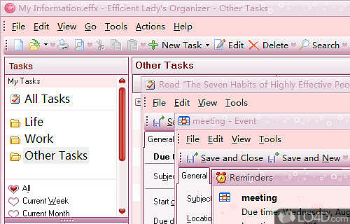 Efficient Ladys Organizer Free Screenshot