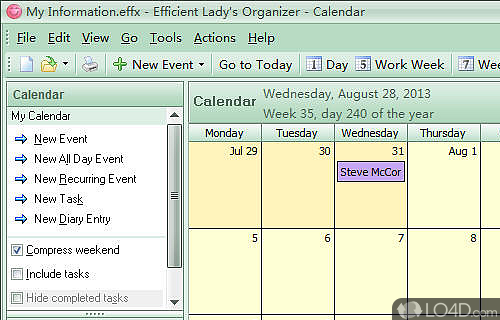 Efficient Ladys Organizer Free Screenshot
