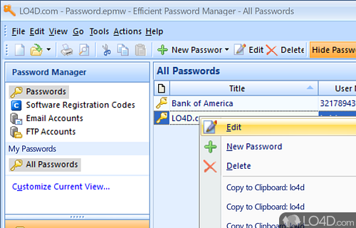 Free, full-featured password manager - Screenshot of Efficient Password Manager
