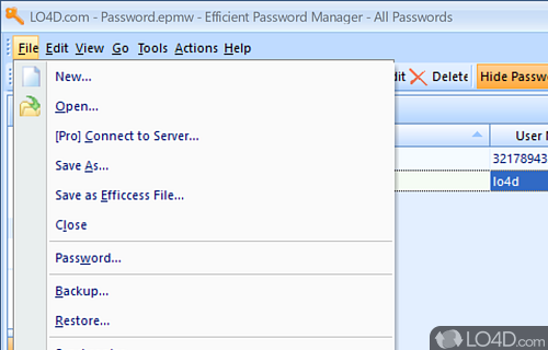 Efficient Password Manager screenshot