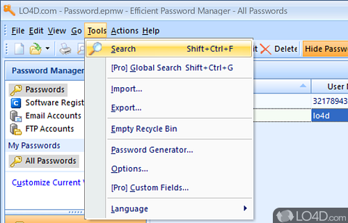 Efficient Password Manager screenshot