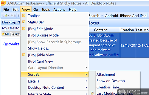 Efficient Sticky Notes screenshot