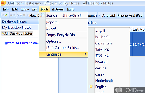 Efficient Sticky Notes screenshot