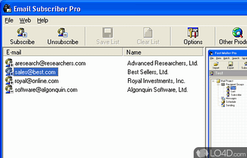 Screenshot of Email Subscriber Pro - Extract email addresses from files and folders located on a PC or on the Internet