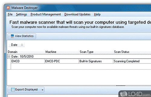 Screenshot of EMCO Malware Destroyer - Quickly scan for, locate and remove malware from computer's system within a interface