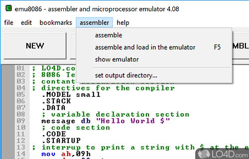 Emu8086 screenshot