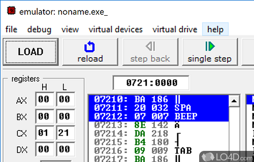 Emu8086 - Microprocessor Emulator and 8086 Assembl Screenshot