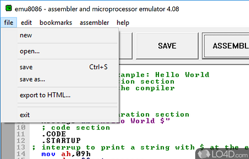 Emu8086 screenshot