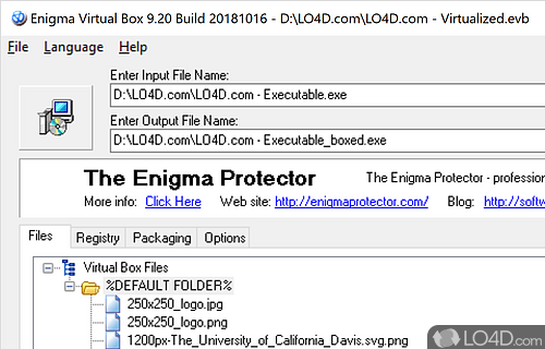 Software solution that provides a powerful system that is designed to facilitate the virtualization of registry entries - Screenshot of Enigma Virtual Box