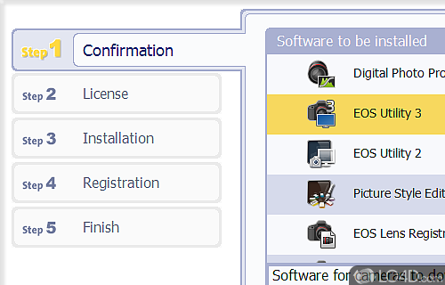 User interface - Screenshot of EOS Digital Solution Disk Software