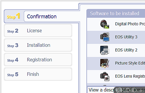 Canon software suite dedicated for those of you who cannot use the bundled CD to install the suite to the PC for various reasons - Screenshot of EOS Digital Solution Disk Software