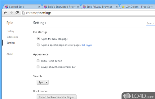 A useful browser for anyone who values their privacy - Screenshot of Epic Privacy Browser