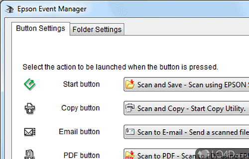 Screenshot of Epson Event Manager Utility - Runs from tray