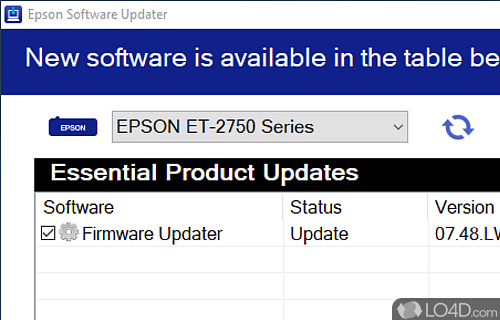 Screenshot of Epson Software Updater - Updating your Printer`s Firmware Using Epson PC Software Updater