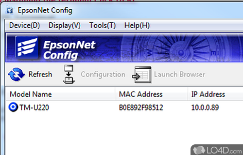 Screenshot of EpsonNet Config - Allows you to manage the device and network settings more efficiently