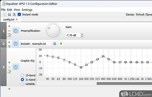Audio graphic equalizer to manage audio output - Screenshot of Equalizer APO