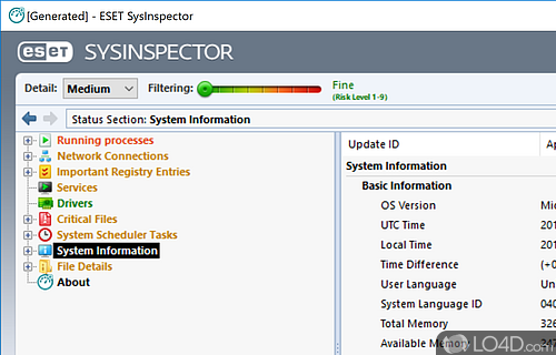 Free diagnostic tool for PC - Screenshot of ESET SysInspector