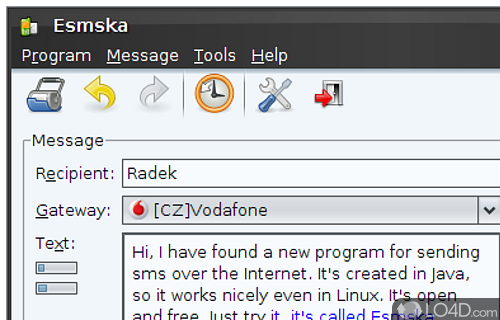 Screenshot of Esmska - Send numerous SMS messages from PC