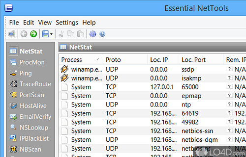 Specialized tools that can be in diagnosing networks - Screenshot of Essential NetTools