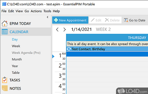 Organizer for individuals and small businesses - Screenshot of EssentialPIM Portable
