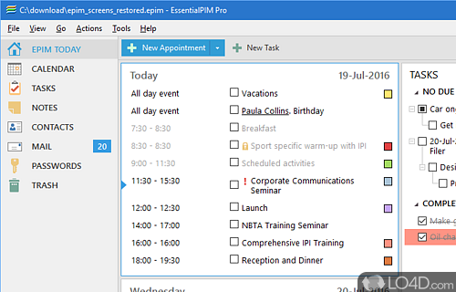 Screenshot of EssentialPIM Pro - Professional interface