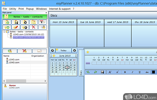 Store entries in specific categories - Screenshot of esyPlanner