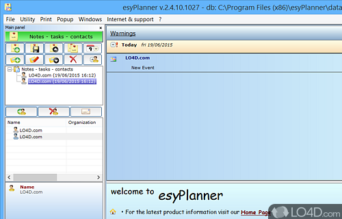 User interface - Screenshot of esyPlanner