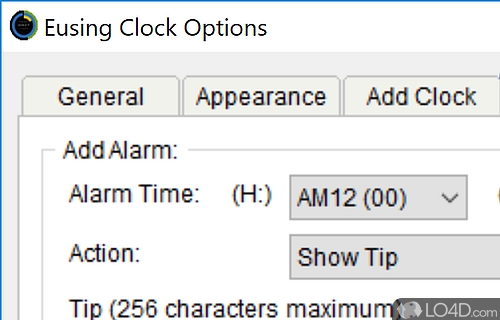 Create alarms and view the time - Screenshot of Eusing Clock