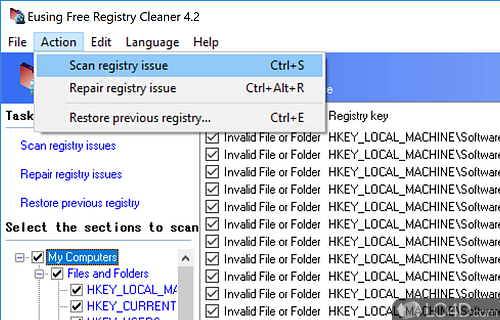 Eusing Free Registry Cleaner Screenshot