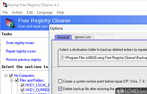 A final assessment - Screenshot of Eusing Free Registry Cleaner