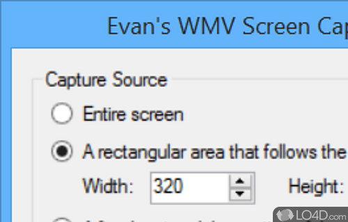 Screenshot of Evan's WMV Screen Capture - Tool for capturing the entire screen or just region to WMV format, with configurable output settings