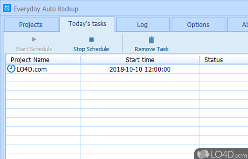 User interface - Screenshot of Everyday Auto Backup