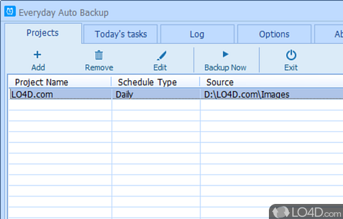 Schedule multiple backup projects at a preset time (e - Screenshot of Everyday Auto Backup