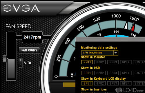 Screenshot of EVGA Precision X - Make tweaks to Nvidia graphics card in order to boost cooling