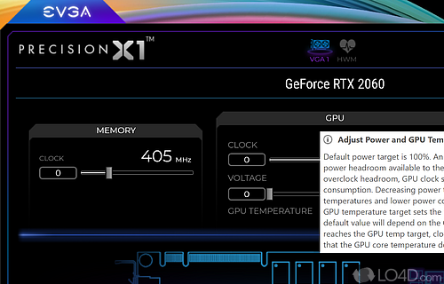 Tweak and overclock video card parameters - Screenshot of EVGA Precision X1