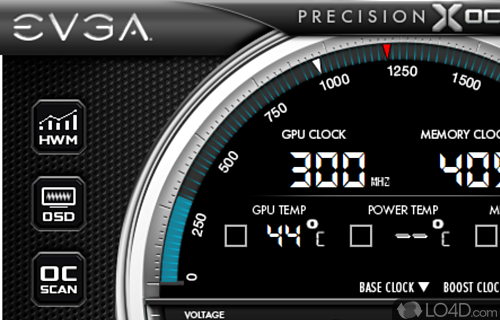 Fine tune the parameters of NVIDIA graphic card - Screenshot of EVGA Precision XOC