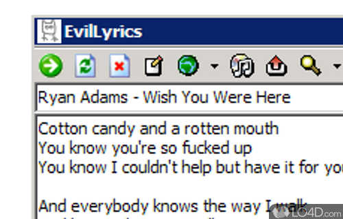 Screenshot of EvilLyrics - Lyrics finder and viewer