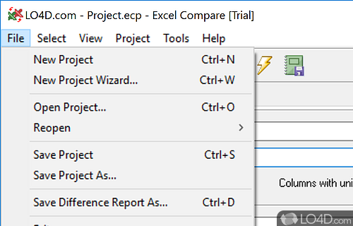 Clean feature lineup - Screenshot of Excel Compare