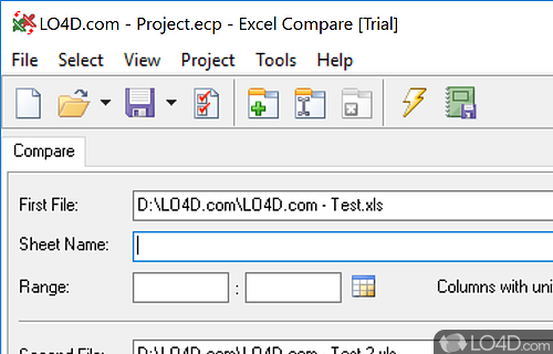 Make comparisons between two Excel files, generate Excel reports with the differences - Screenshot of Excel Compare