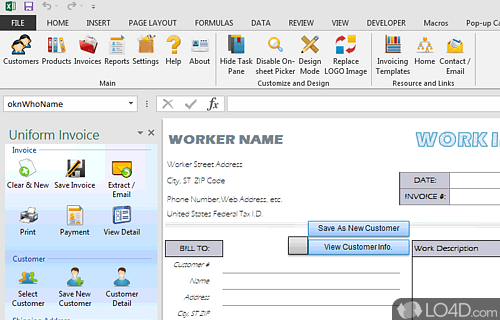 Excel Invoice Template Screenshot