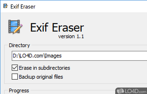 Screenshot of EXIF Eraser - Quickly clears the EXIF data of all images found in a specified directory