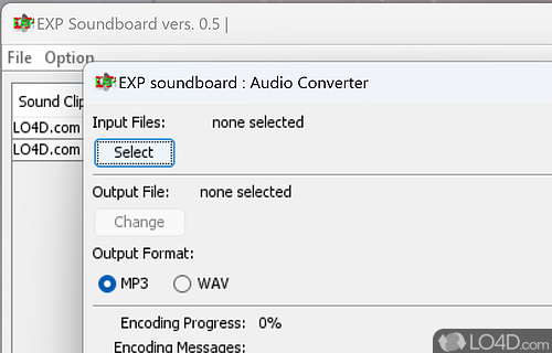 User interface - Screenshot of EXP Soundboard