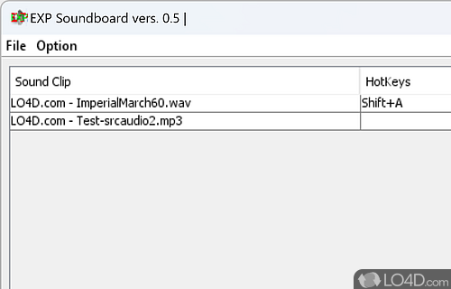 Which can play multiple audio files in the same time, with just a few key-strokes - Screenshot of EXP Soundboard