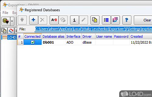 User interface - Screenshot of Exportizer