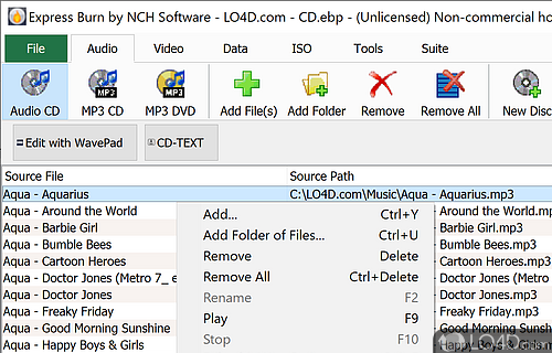 Burn your videos, music, photos, and other files to CD, DVD, and Blu-ray - Screenshot of Express Burn Free