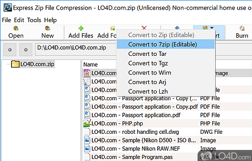 Using a high amount of system resources - Screenshot of Express Zip