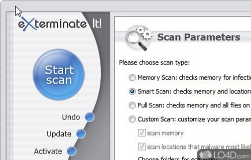 Screenshot of Exterminate It - Antivirus solution that can perform full scans, memory scans