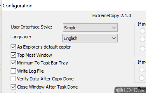 User interface - Screenshot of ExtremeCopy