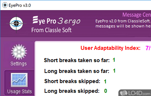 User interface - Screenshot of Eye Pro